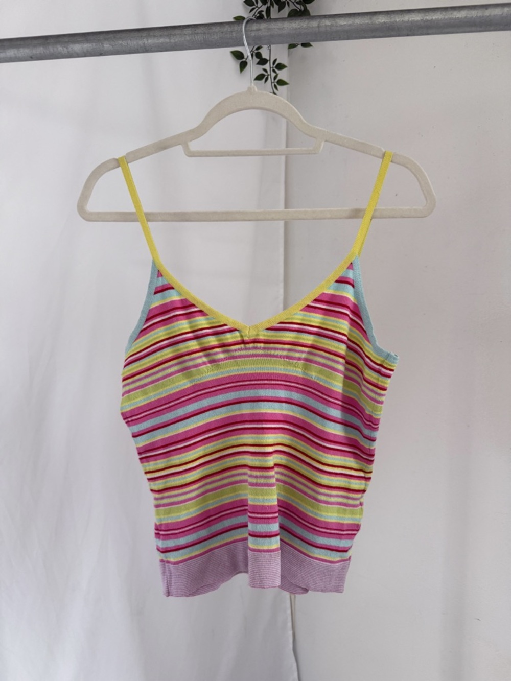 SOLD Vintage Rainbow Striped V‑Neck Cami